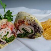 California Wrap · Southwest chipotle tortilla, oven roasted turkey, organic black beans, Swiss cheese, organic...