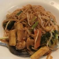 Pad Thai Noodle · Rice noodles, egg, green onion, bean sprout, and chopped peanuts. You can substitute chicken...