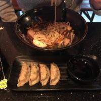 Black Garlic Ramen · Tonkatsu broth with black garlic oil, green onion, deep-fried onion, bean sprout, deep-fried...