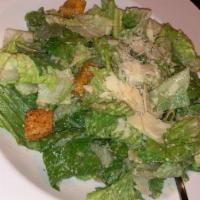Caesar Salad · Romaine, croutons, Romano and Caesar. Make it gluten free without croutons for no charge.