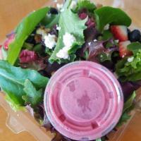 Mixed Berry Salad · Romaine lettuce, crumbled feta cheese, seasonal berries, almonds and our signature raspberry...