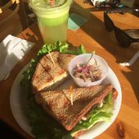 Albacore Tuna Sandwich · Albacore tuna salad, green leaf lettuce, alfalfa, cucumber and red onion with house aioli on...