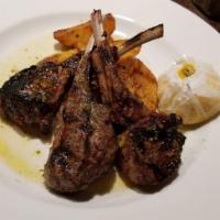 Lamb Chops · Char-grilled lambchops served with choice of one side