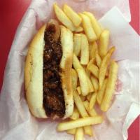 Chili Dog · Chili sauce with meat only top this Vienna Beef hotdog