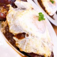 Prime Rib Loco Moco · 8 oz. prime rib, brown gravy, rice, 2 eggs any style. Substitute fried rice or chee fried ri...