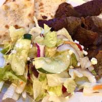 Gyro Platter · A portion of gyro meat served with pita bread, tzatziki, and choice of two sides