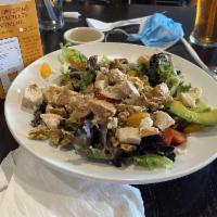 California Salad · Grilled chicken breast, fresh avocado, strawberries, mandarin oranges, and creamy goat chees...