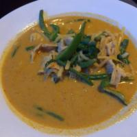 Red Curry · Sauteed chicken, beef, pork or shrimp with homemade red curry, coconut milk, bamboo shoot, g...