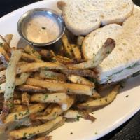 Tavern Club Sandwich · Sliced chicken breast, baby greens, crisp bacon, tomato, avocado, green beans, roasted, and ...