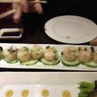 Shumai · Eight pieces. Steamed shrimp dumplings.