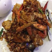 Sauteed Dungeness Crab with Minced Pork & Hot Chili · 