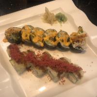 Shrimp Tempura Roll · Shrimp tempura, cucumber, avocado, lettuce, crab meat, kawari, masago and eel sauce. Choose ...
