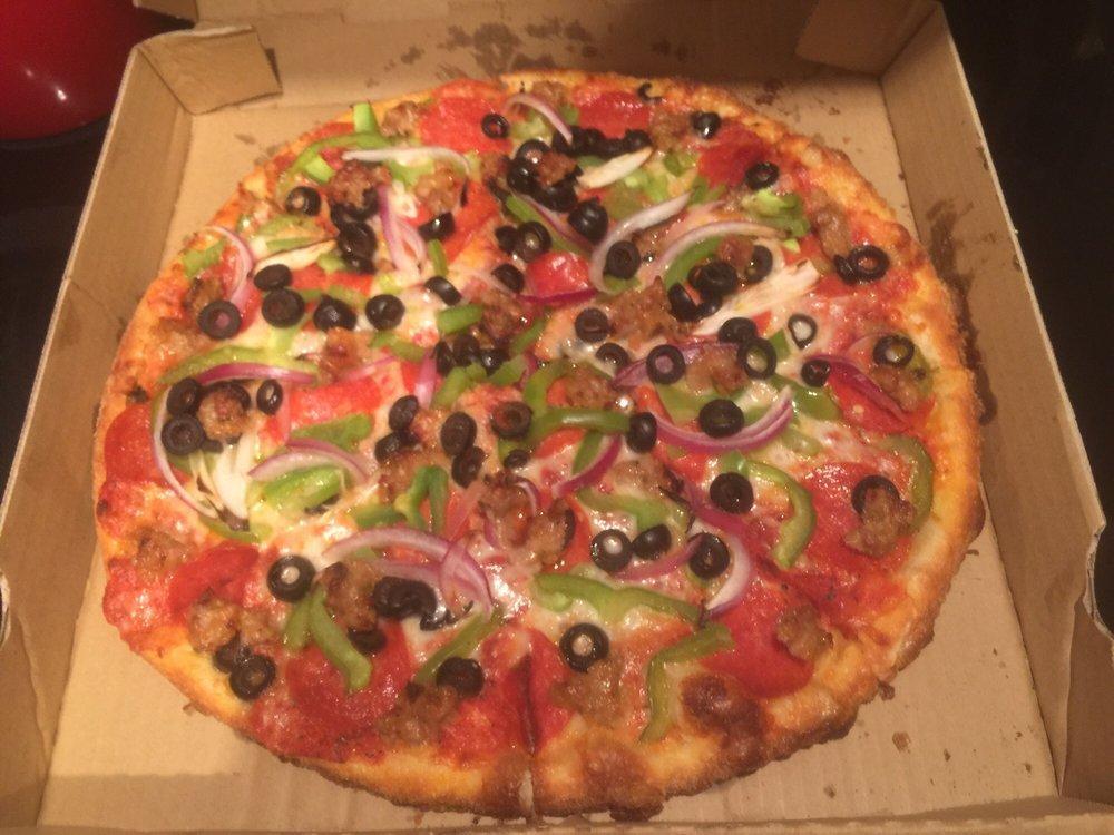 New York Special Pizza · Sauce, cheese, pepperoni, mushrooms, onions, bell peppers, olives and sausage.