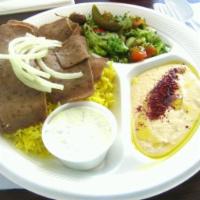 Gyro Platter · Slices of lamb and beef.
