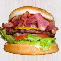 Cheeseburger · 1/4 lb. patty, cheese, lettuce, tomato, onion & 1000 Islands dressing.