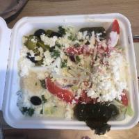 Greek Salad Platter · Lettuce, onions, tomatoes, fresh shredded cabbages, olives covered with feta cheese. Pickled...