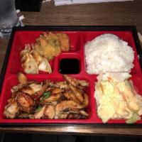 Chicken Teriyaki · Served with rice, salad, 4 pcs. Veggie tempura and miso soup 