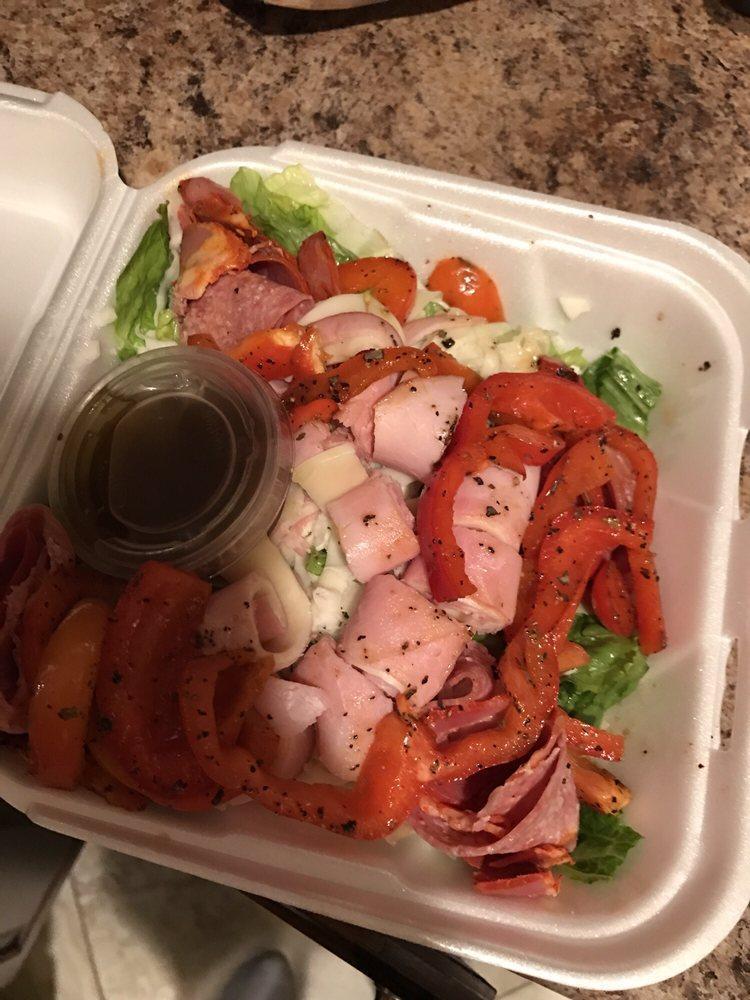 Antipasto Salad · Ham, capicola, salami, provolone, mozzarella and grilled red peppers. Served on a bed of romaine lettuce. Includes homemade bread and your choice of dressing. 