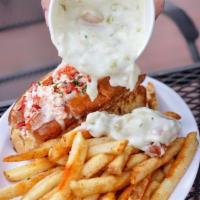 Lobster Roll · A full quarter pound. Serving of our fresh Maine lobster in a buttered split top roll, lobst...