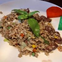 Basil Fried Rice · Fresh basil leaves, broccoli, egg and fresh chili pepper.