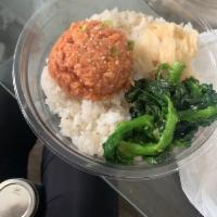 Ahi Bowl · Ahi, choysam, ginger and rice.