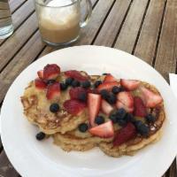 Buttermilk Pancakes with Plain, Blueberry or Lemon Ricotta Breakfast · 