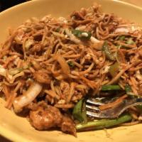 Hakka Noodles · Chili seared hot garlic soy, scallions, crushed red pepper, cabbage, carrots, bell peppers, ...