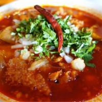 Menudo · (Saturday and Sunday only) your choice if you want hominy and pig feet. Served with 4 corn o...