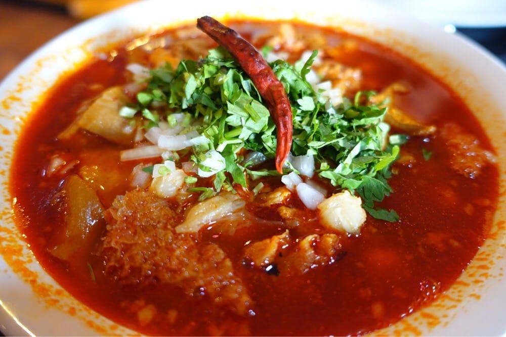 Menudo · (Saturday and Sunday only) your choice if you want hominy and pig feet. Served with 4 corn or 3 flour tortillas.  On the side rice, cilantro, onion & spices.