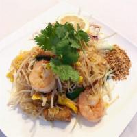 Pad Thai · Choice of meat, pan-fried with small rice noodles, egg, fried tofu, green onions, bean sprou...