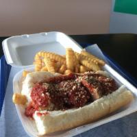 Meatball Sandwich · Fresh cut french bread with Cuzzo's homemade meatballs topped off with our marinara sauce.