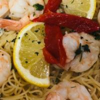 Shrimp Scampi · Shrimp in delicious buttery lemon and white wine sauce.