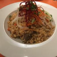 Tom Yum Fried Rice · Traditional fried rice from my mom's recipe! Sauteed rice with blended of Thai-herbs, lemong...