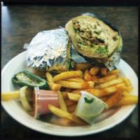 Torta · Your choice of meat. Lettuce, tomato, cheese, avocado, onion, jalapeno, mayo and fries.