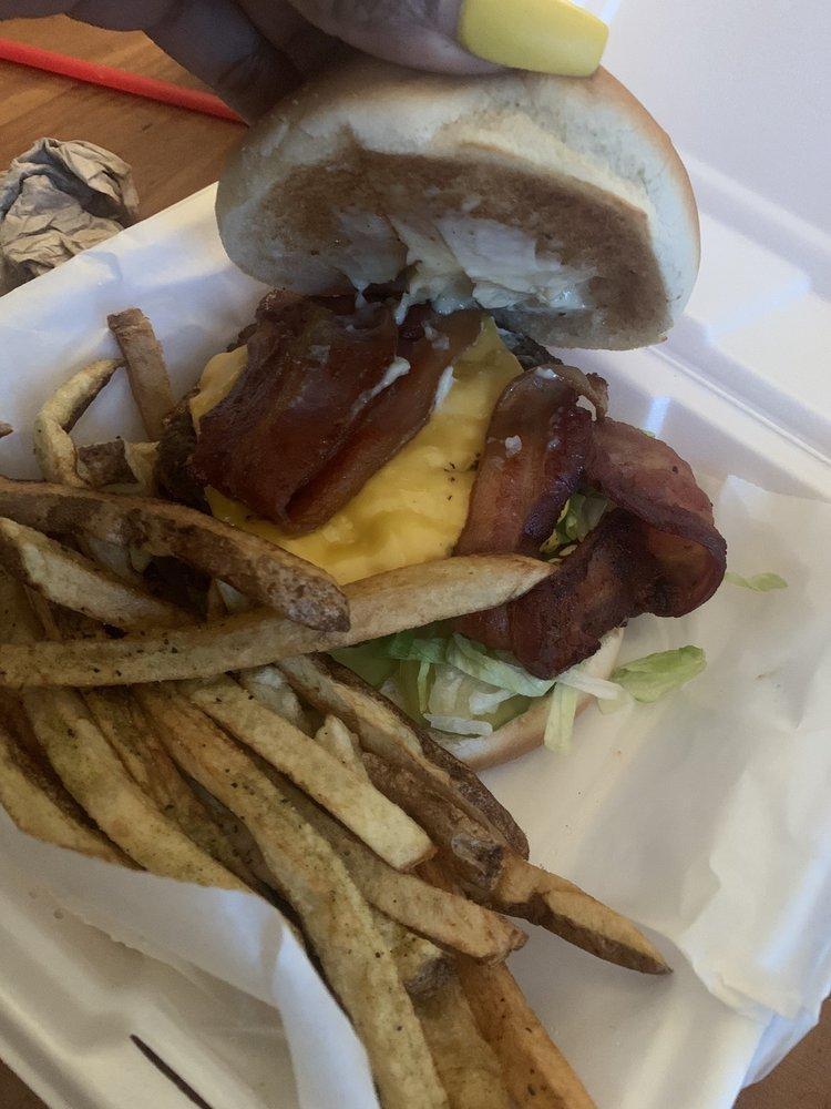 Cheeseburger · American cheese, mayo, lettuce, tomato, onions, pickles