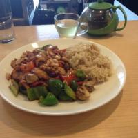 Kung Pao · Sauteed with scallions, celery, bell peppers, dried chili peppers and roasted peanuts. Spicy.
