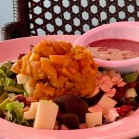 Harvest Salad · Mixed greens, sliced red apples, roasted butternut squash, goat cheese, slivered almonds and...