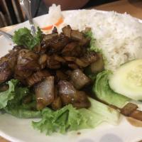 Cubed Beef Steak Over Rice · 
