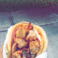 Chicken Souvlaki on Pita Sandwich · 