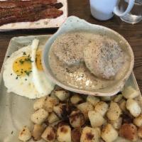 Biscuits and Turkey Sausage Gravy with Eggs · 