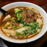 Beef with Shaved Noodle Soup · 