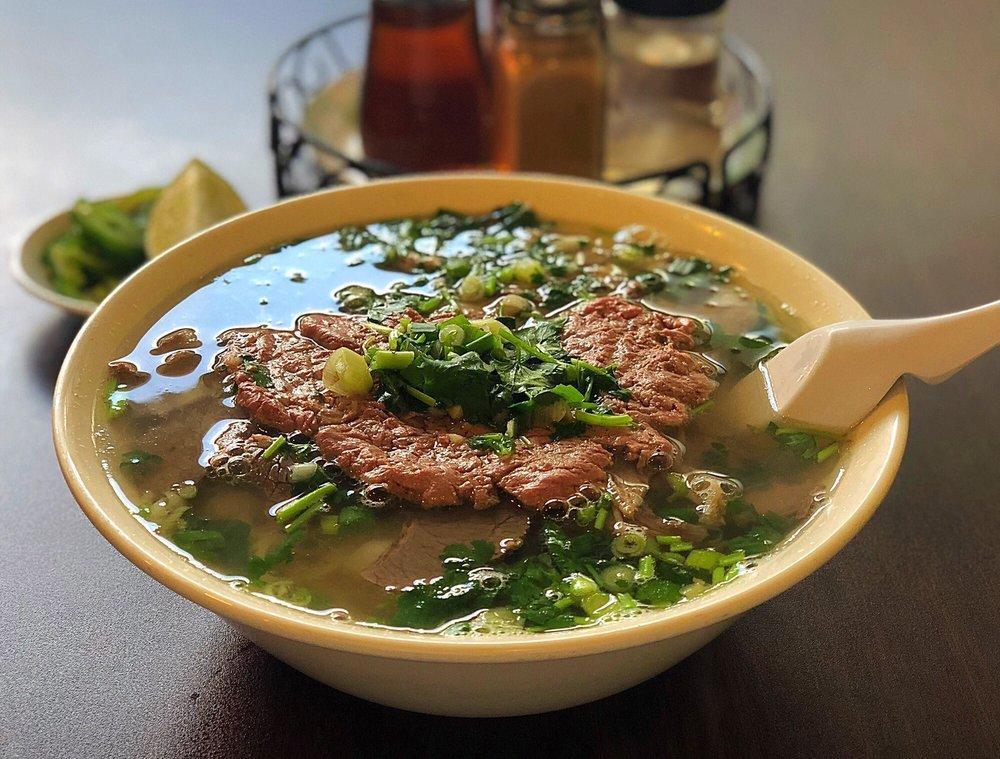 Pho Tai · Rare beef noodle soup.