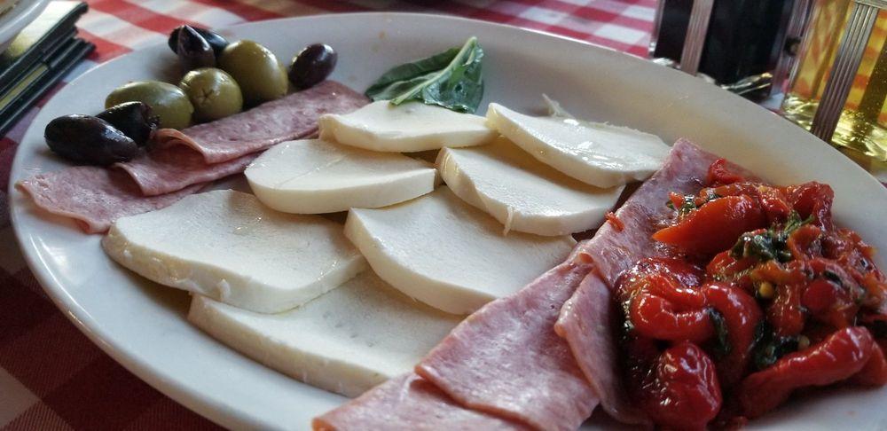 Antipasto · Fresh mozzarella, oven roasted sweet red peppers, Genoa salami, olives and fresh baked bread.