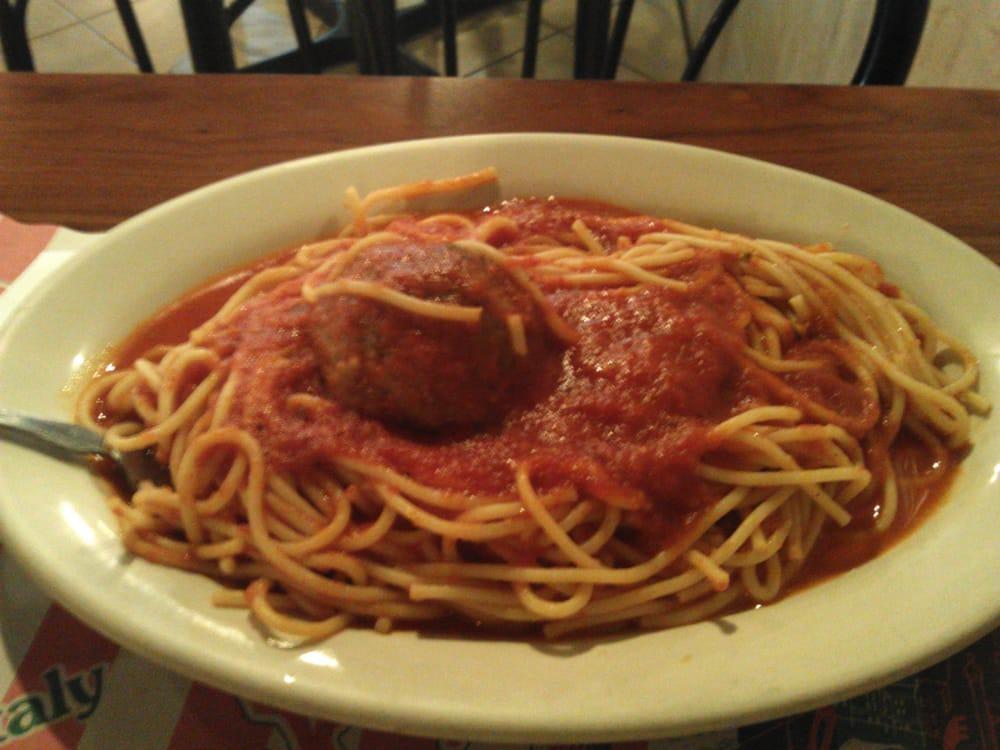 Spaghetti · Served with garlic, anchovies and olive oil. Includes soup or salad and freshly baked bread.