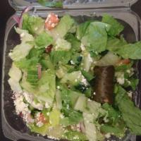 Greek Salad · Lettuce, tomato, cucumbers, olives, feta cheese, and Greek dressing.