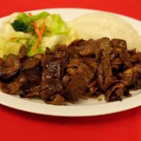 Beef Teriyaki · Beef marinated or glazed in a soy based sauce.
