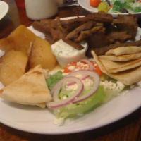 Gyro Platter · Served with your choice of french fries or roasted potatoes.