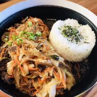 Bulgogi Beef · onion / green onion / carrot / cabbage / mushroom / glass noodle / side of rice