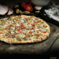 Mediterranean Pizza · Virgin olive oil, gyro meat, tomato, red onion, pepperoncini, feta cheese and mozzarella che...
