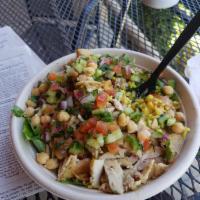 Chicken Shawarma Bowl · Rice, Lettuce , Garbanzo Salad & Dressing 